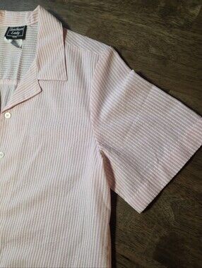 Southern Lady Light Pink Striped Short Sleeve Camp Style Shirt